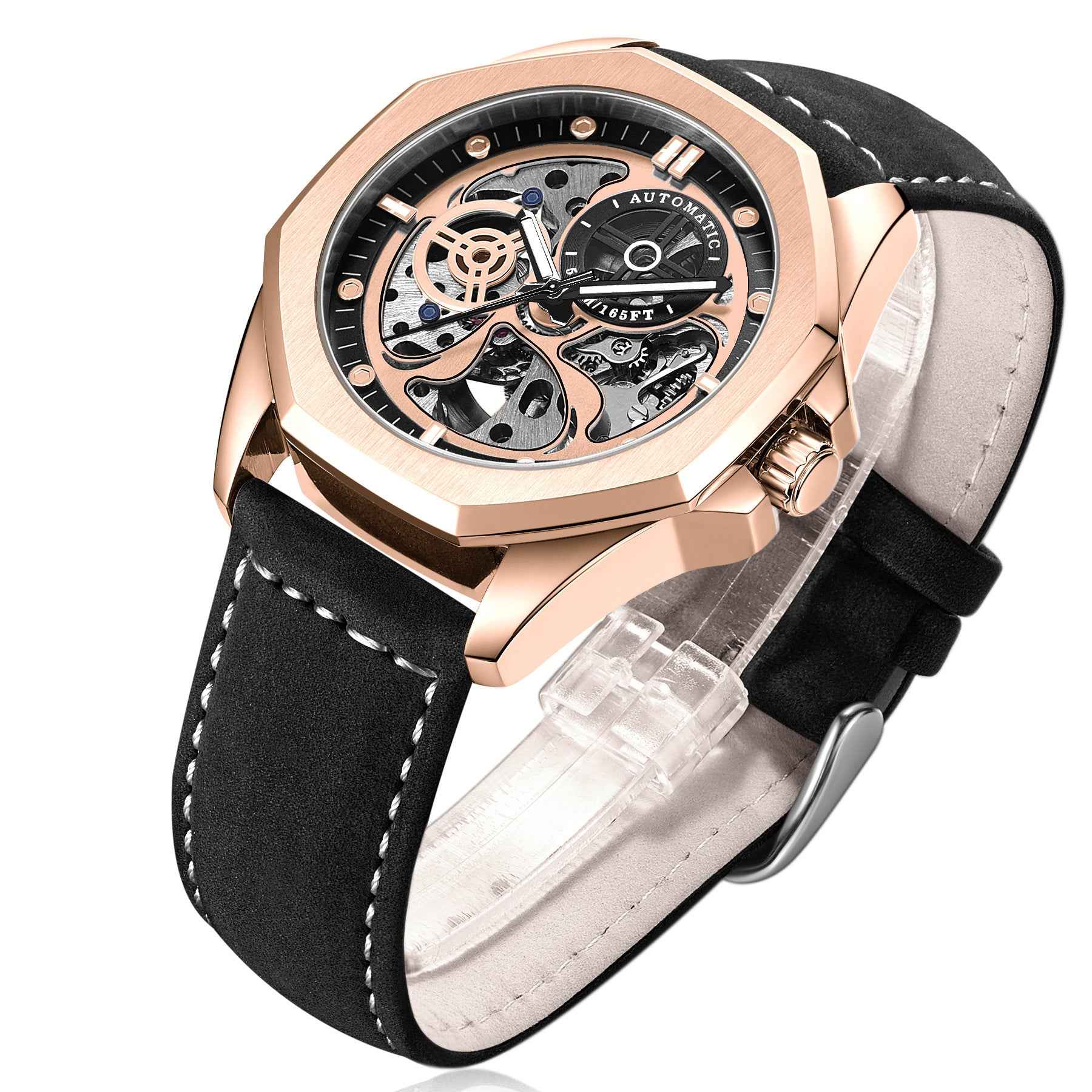 New Hollow Automatic Leather Watch for Men with Waterproof Feature